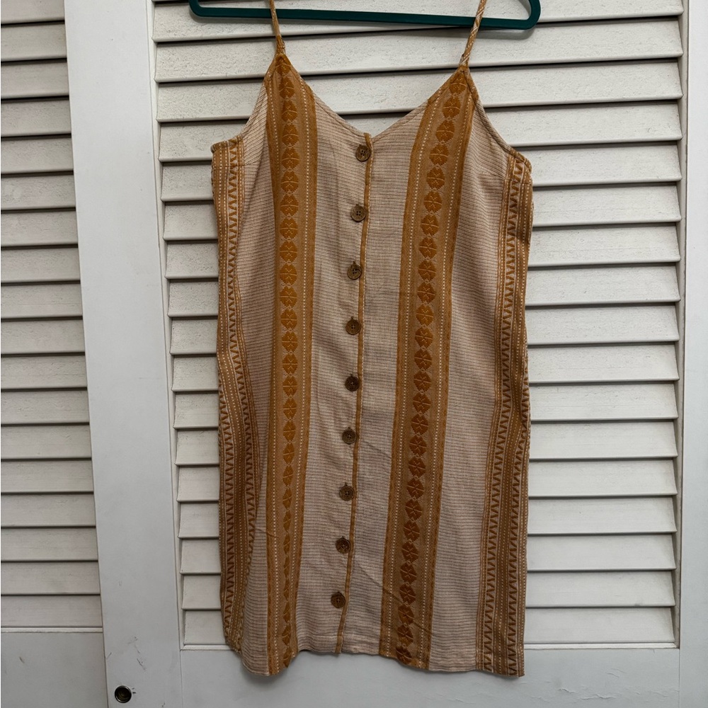 Rip Curl Tan and White Striped Shirt